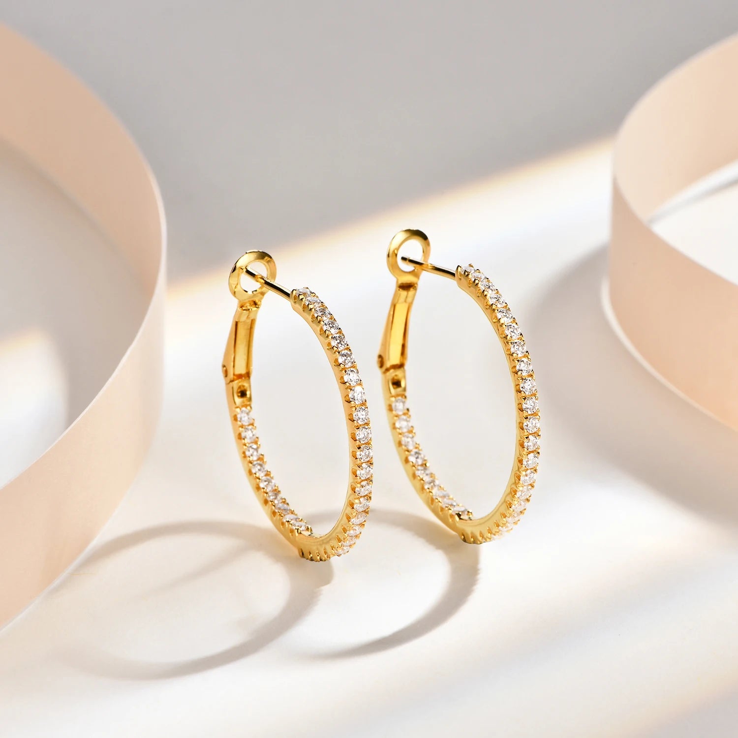 Golden Halo Moissanite Hoop Earrings